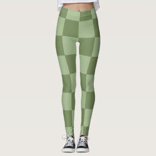 Legging Padrão Xadrez Verde Sage Minimalista