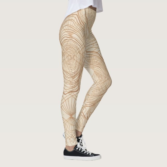 Legging Padrão Zen Geométrico de Grão de Madeira Orgânico (Direita)