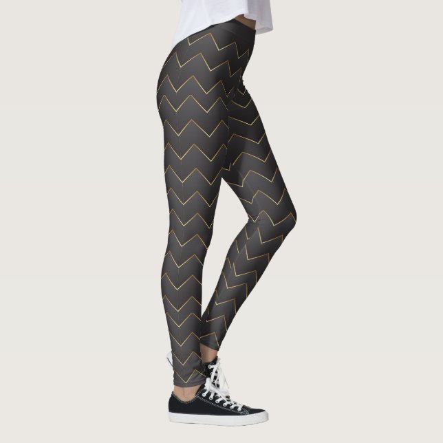 Legging Padrão Zig Zag Chevron Dourado (Direita)