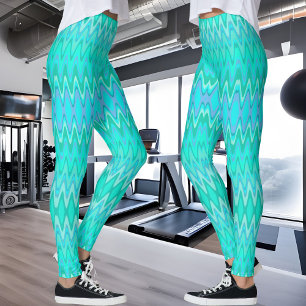 Legging Padrão ziguezague moderno - ondas em turquesa