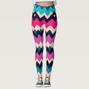 Legging Padrão Zigzag Chevron Colorido