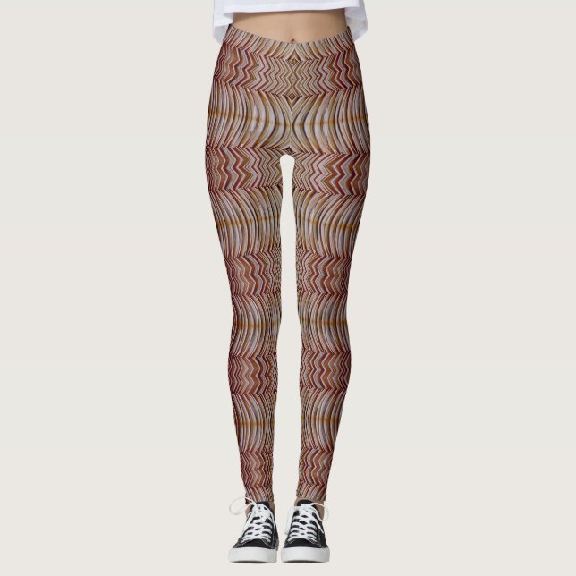 Legging Padrão zigzag cor castanha "Ratti_Creative_Arts" (Frente)