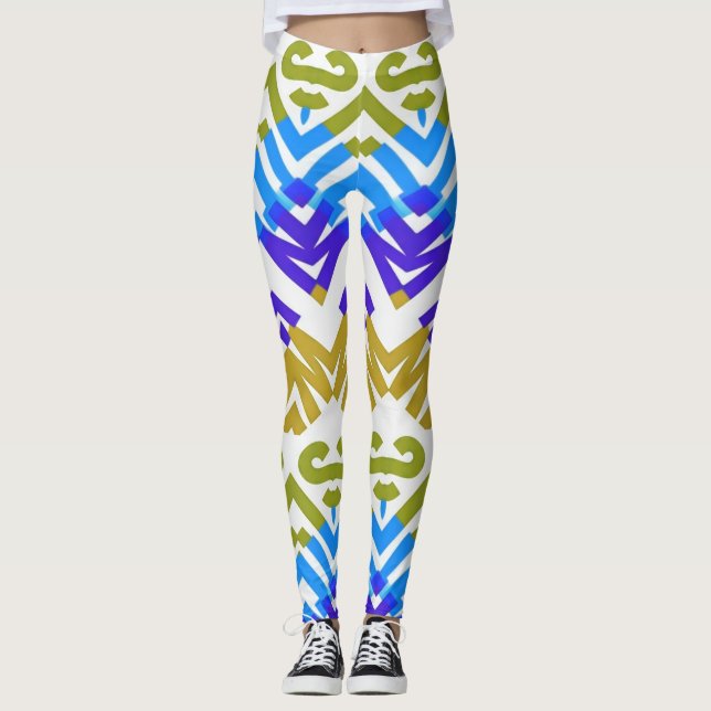 Legging Padrão zigzag multicor "Ratti_Creative_Arts" L (Frente)