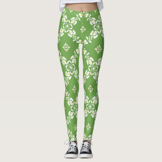 Legging padrões brancos do leste lindas meninas verdes