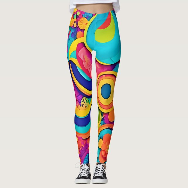 Legging Padrões Concentrados Coloridos (Frente)