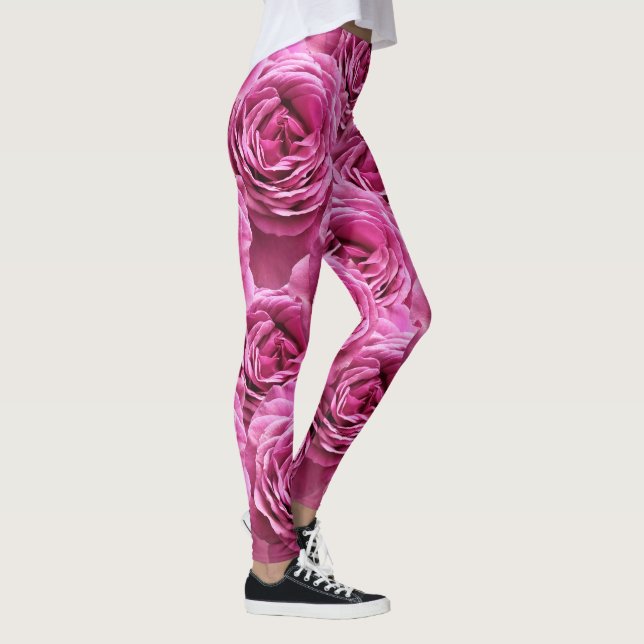 Legging Padrões cor-de-rosa e rosas roxos (Direita)