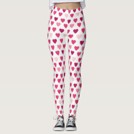 Legging Padrões de Amor de Corações Rosa Bonitos
