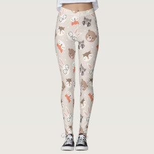 Legging Padrões de Animais da Floresta Cura