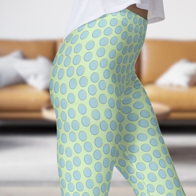 Legging Padrões de Bolinhas Azul e Verde Chá (Gorgeous Blue and Tea Green Polka Dot Pattern Leggings)