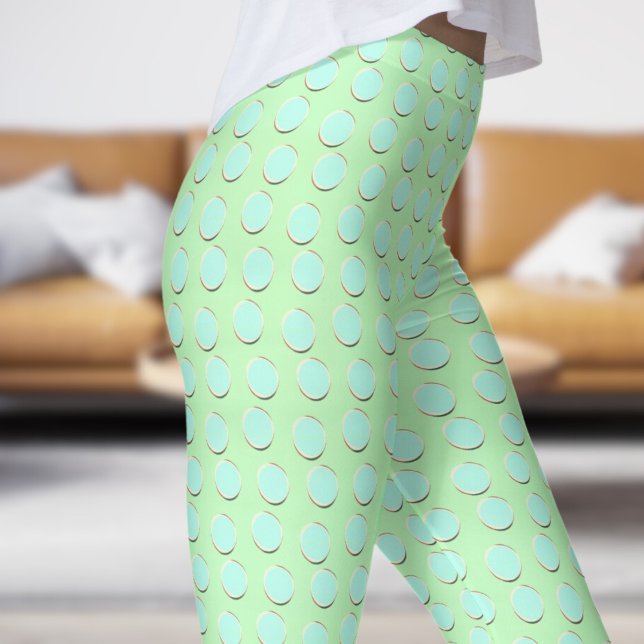 Legging Padrões de Bolinhas Azul e Verde Marinho (Gorgeous Blue and Sea Green Polka Dot Pattern Leggings)
