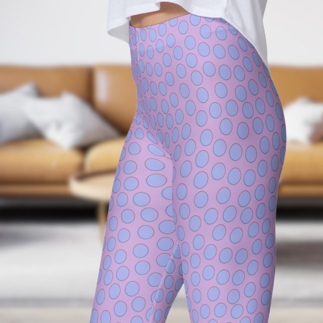Legging Padrões de Bolinhas Azul e Wisteria lindos (Gorgeous Blue and Wisteria Polka Dot Pattern Leggings)