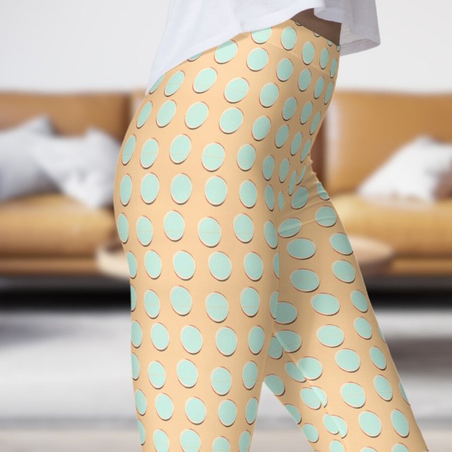 Legging Padrões de Bolinhas Belo e Burlywood (Gorgeous Blue and Burlywood Polka Dot Pattern Leggings)