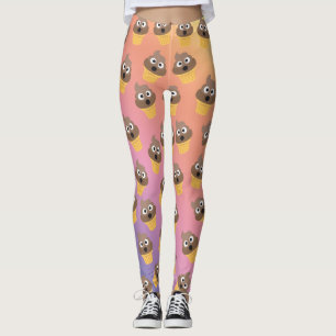 Legging Padrões de Cone do Sorvete Emoji - Arco-Íris Cut