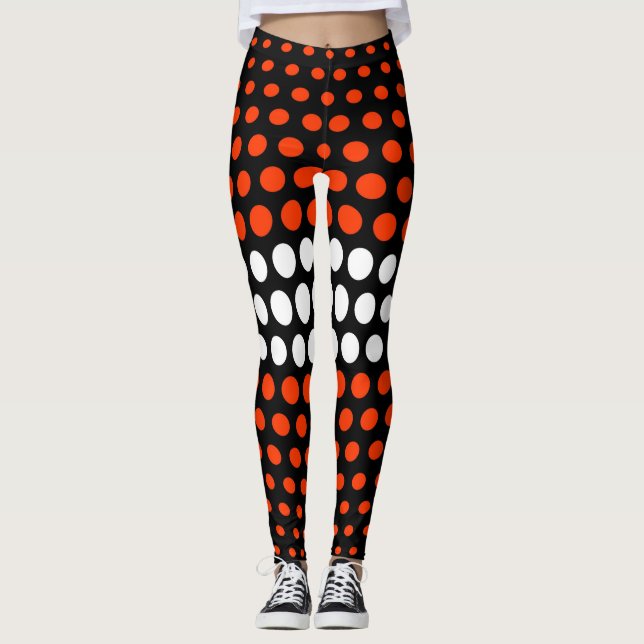 Legging Padrões de Coquelicot e Bolinhas Branca (Frente)