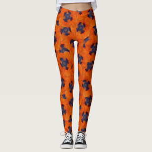 Legging Padrões de cor laranja escarlate