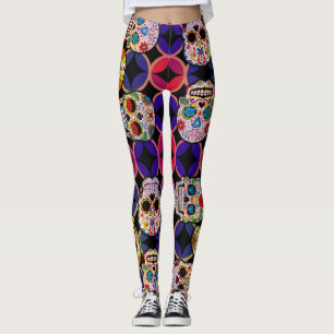 Legging Padrões de crânios de açúcar