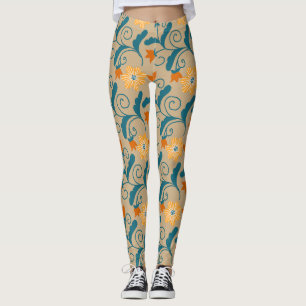 Legging Padrões de Flor em Cute Vintage Capri Leggins