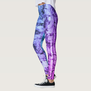 Legging Padrões de Grunge Roxo e Azul Cute Meninas