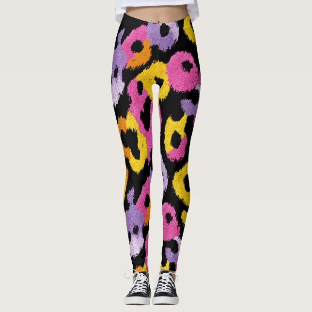 Legging Padrões de Leopardo Negrito Glam y2k Na moda (Frente)