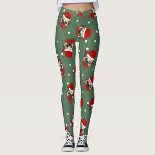Legging Padrões de Natal de Papais noeis Pug