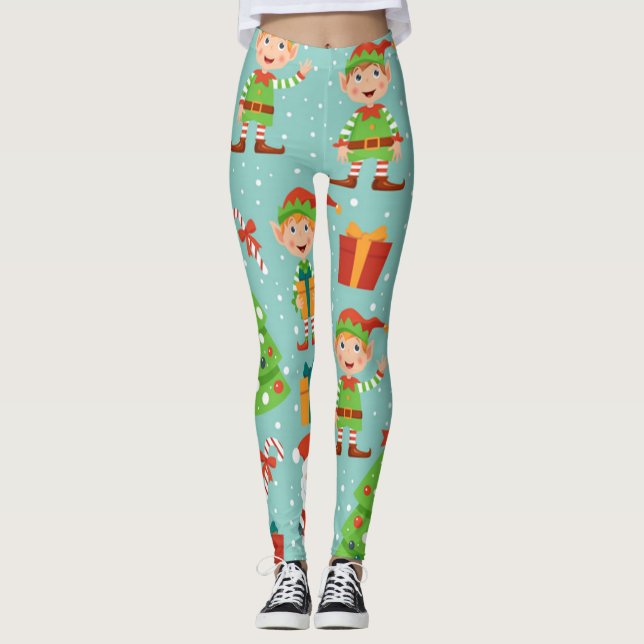 Legging Padrões De Natal Para papais noeis E Elfs (Frente)