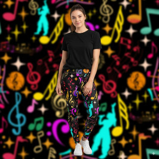 Legging Padrões de notas musicais vibrantes