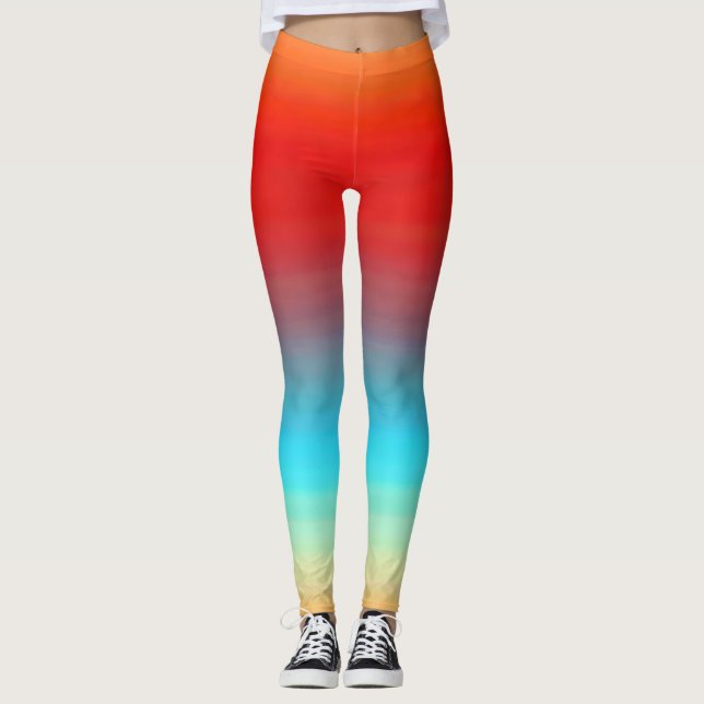 Legging Padrões de Ombre de Cores Sunset (Frente)