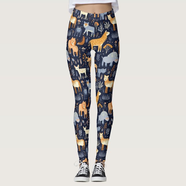 Legging Padrões de papel digital para animais florestais s (Frente)