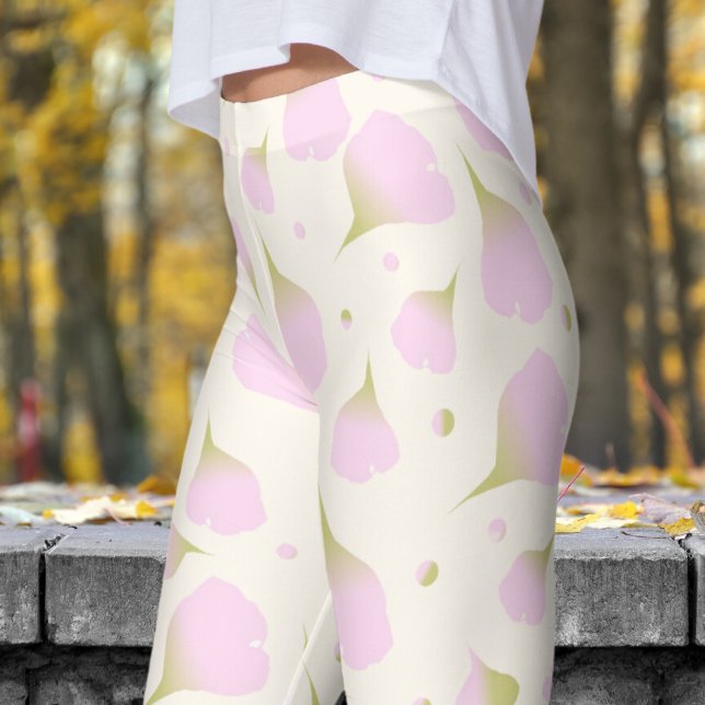 Legging Padrões de Pétalas de Pastel Branco Suave (Floral Pastel Petals on White)