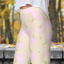 Legging Padrões de Pétalas de Pastel Floral Cor-de-Rosa