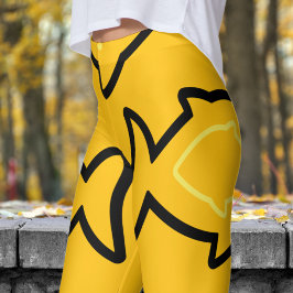 Legging Padrões de queixo preto e amarelo fabuloso e diver