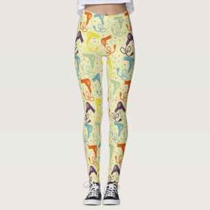 Legging Padrões de Secadores de Cabelos com Cores Retro