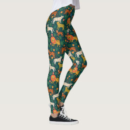 Legging Padrões de Selva Animal com Flores
