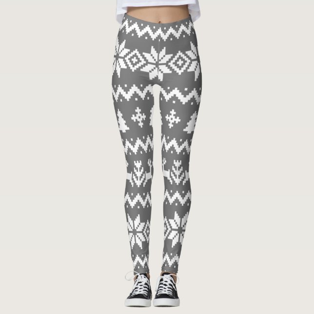 Legging Padrões de suéter feio Pernas de Natal (Frente)