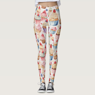 Legging Padrões digitais de Creme e Cupcake