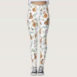 Legging Padrões Florestais de Florestas em Floresta<br><div class="desc">Este design adorável pertence à nossa coleção FABRICANTE FLORESTAL. Apresenta a nossa ilustração de aquarela original, que descreve animais de floresta branca e elegantes folhas de cor aquosa verde.</div>