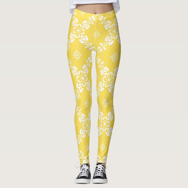 Legging padrões folhas fluxo (Frente)