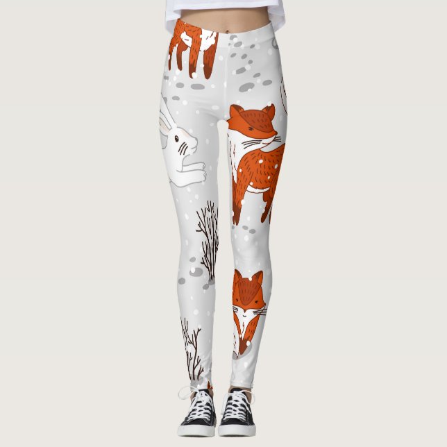 Legging Padrões Ingleses De Raposas (Frente)