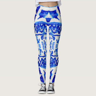 Legging Padrões Nativos do Seta do Indigo Étnico