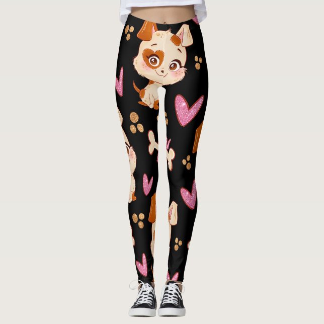 Legging Padrões Pets Engraçados Puppy Lover (Frente)