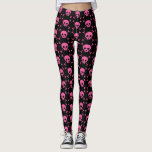 Legging Padrões Pretos Cor-de-rosa-gótico Legal<br><div class="desc">Leggings com caveiras cor-de-rosa engraçados para o seu amigo emo favorito. Uma forma de ser legal e feminino,  mas também de punk rock.</div>