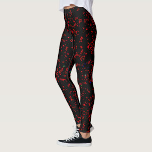 Legging Padrões Vermelho Fractal Moderno Na moda Negro