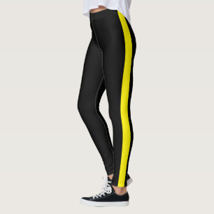 Legging Painel Lateral Amarelo Preto Moderno