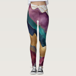 Legging Paisagem Abstrato de Aquarela Dourada