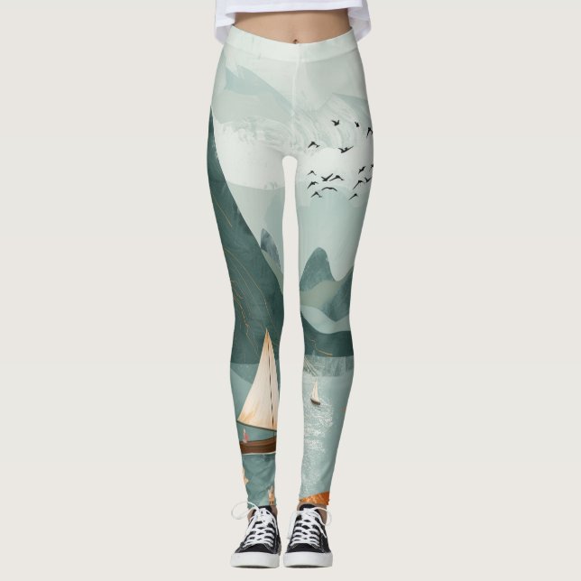 Legging Paisagem Boho Abstrato (11) (Frente)
