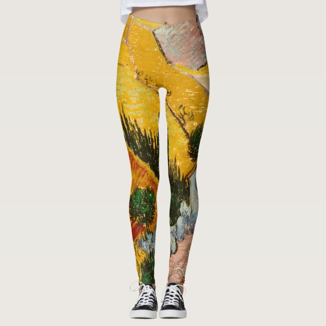 Legging Paisagem com Casa e Lavrador Vincent van Gogh  (Frente)