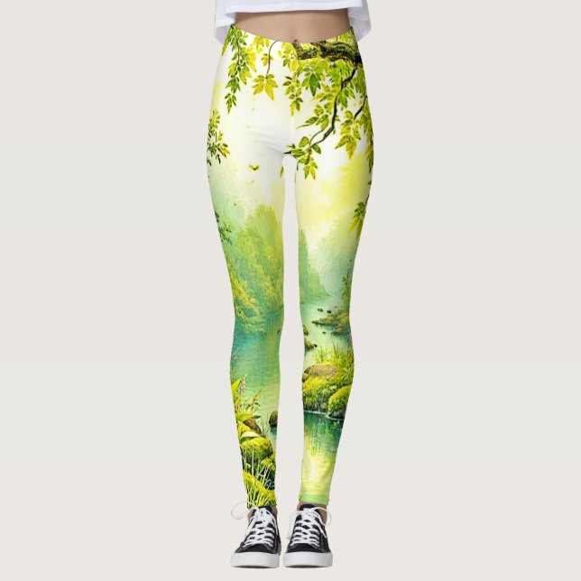 Legging Paisagem da Floresta Sunliente (Frente)