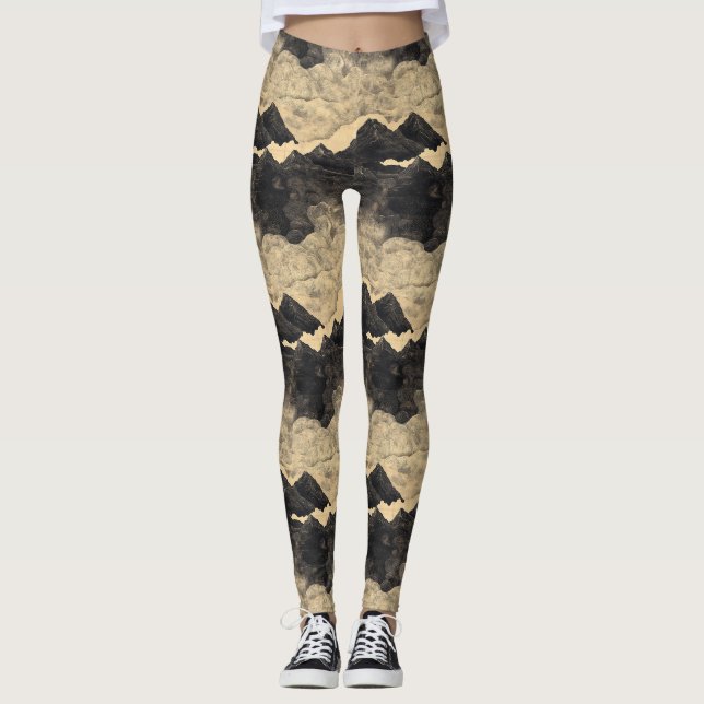 Legging Paisagem de Nuvens de Montanha Vintage (2) (Frente)