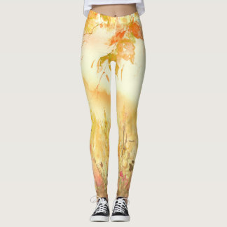Legging Paisagem de Paisagem de Campo de Aquarela