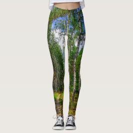 Legging Paisagem do Céu da Natureza das Árvores de Aves da